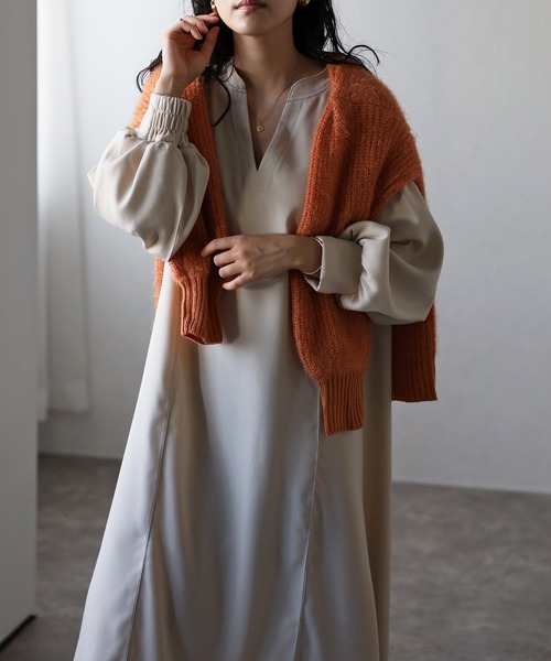 amini（アミニ）の「【2023 A/W】ボリューム袖フレアワンピース（ワンピース・レディース・ブラック/ブラウン/アイボリー・MEDIUM）」の18枚目の写真