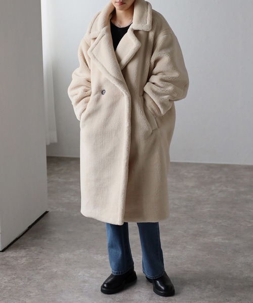 セール】テディボア ロングコート（ピーコート）｜r.（アール