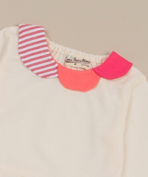 Love&Peace&Money（ラブアンドピースアンドマネー）の「カラフル衿ペプラムトレーナー（スウェット・キッズ・ネイビー/キナリ・130cm/110cm/100cm/120cm/90cm/80ｃｍ）」の5枚目の写真