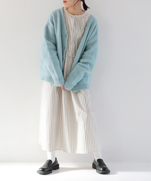 Crisp（クリスプ）の「オーバーソフトニットカーディガン（カーディガン/ボレロ・レディース・ブルー/ブラウン/イエロー/チャコールグレー/ピンク/アイボリー・FREE）」の9枚目の写真