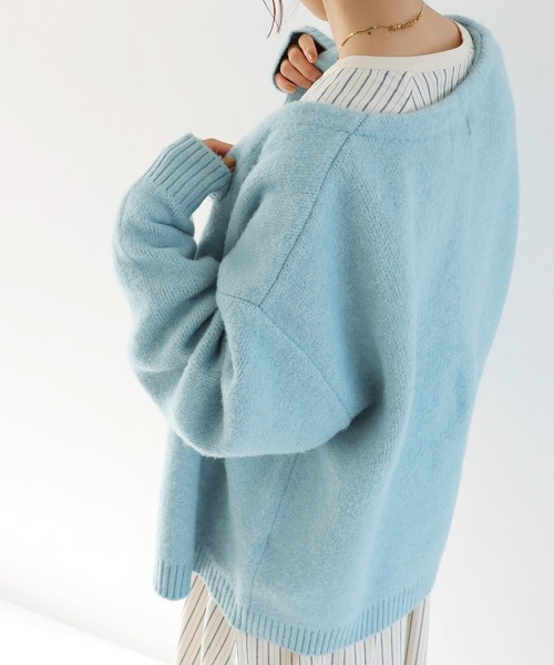 Crisp（クリスプ）の「オーバーソフトニットカーディガン（カーディガン/ボレロ・レディース・ブルー/ブラウン/イエロー/チャコールグレー/ピンク/アイボリー・FREE）」の11枚目の写真