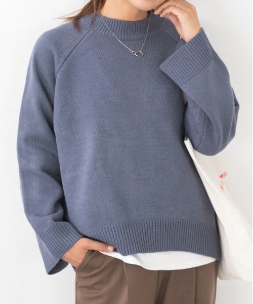 ad thie(アドティエ)の「ワイド袖 ラグランニット クルーネック プルオーバー(ニット/セーター・レディース・ピンク系/アイボリー/ピンクベージュ/ブラック/グリーン/ベージュ/ダークブラウン/オリーブ/ダークブルー・FREE)」の7枚目の写真