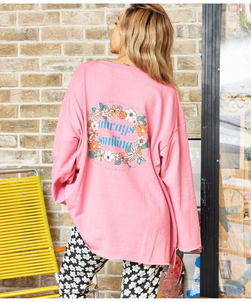 anap mimpi(アナップミンピ)の「カラフル サークル フラワー 裏毛 カットオフ スウェット トレーナー(スウェット・レディース・ピンク/グリーン・FREE)」の1枚目の写真