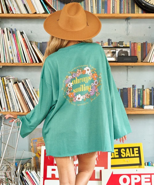 anap mimpi(アナップミンピ)の「カラフル サークル フラワー 裏毛 カットオフ スウェット トレーナー(スウェット・レディース・ピンク/グリーン・FREE)」の2枚目の写真