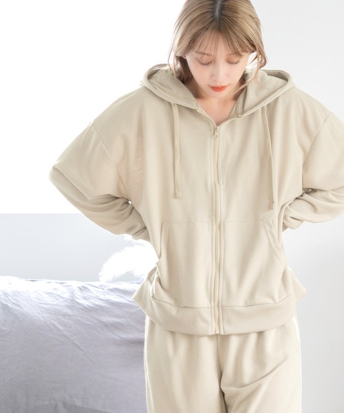 Dita（ディータ）の「ベーシック無地裏毛ZIPパーカー(単品販売)（ルームウェア/パジャマ・レディース・ブラック/ベージュ/ブルーグレー・L/M）」の21枚目の写真