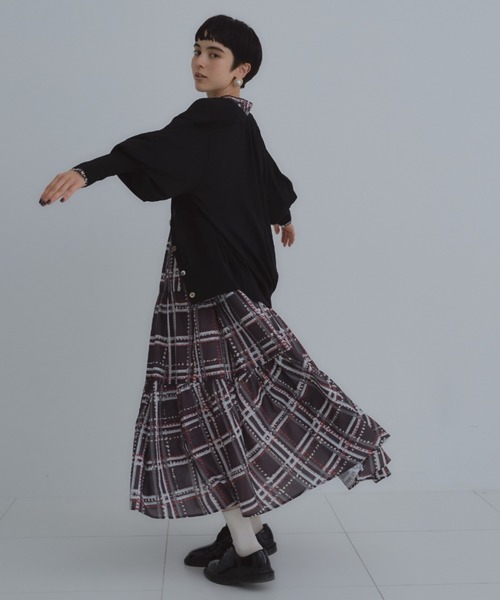 manana suerte(マニャーナスエルテ)の「オリジナルプリントツイードチェックワンピース(ワンピース・レディース・グレー/ネイビー・FREE)」の13枚目の写真