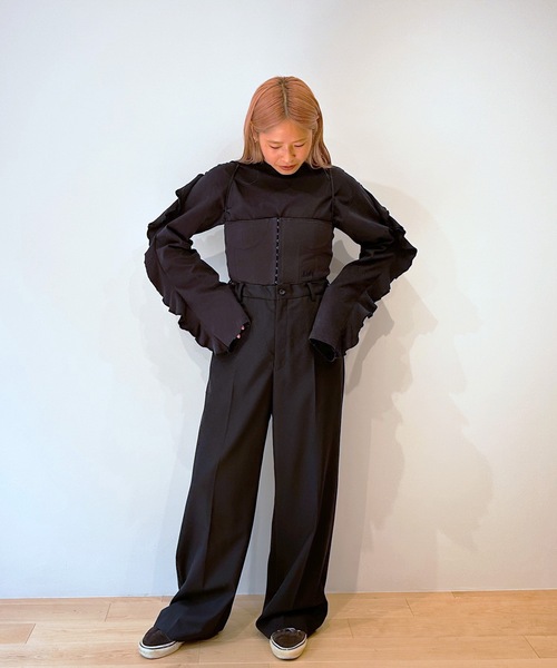 HOLIDAY（ホリデイ）の「WOOL DRAWSTRINGS WIDE SLACKS ウールドリーストリングスワイドスラックス（スラックス・レディース・ダークネイビー・ONE SIZE）」の8枚目の写真