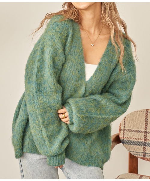 anap mimpi（アナップミンピ）の「起毛オーバーサイズMIXニットカーディガン（カーディガン/ボレロ・レディース・ブルー/ベージュ/オレンジ・FREE）」の15枚目の写真