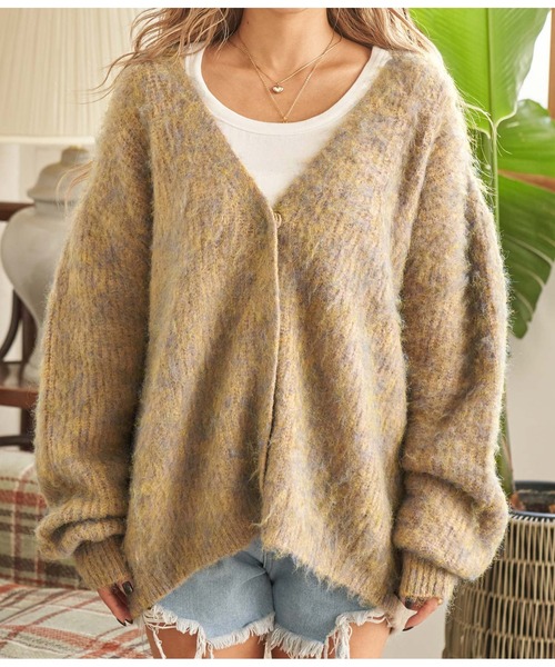 anap mimpi（アナップミンピ）の「起毛オーバーサイズMIXニットカーディガン（カーディガン/ボレロ・レディース・ブルー/ベージュ/オレンジ・FREE）」の13枚目の写真