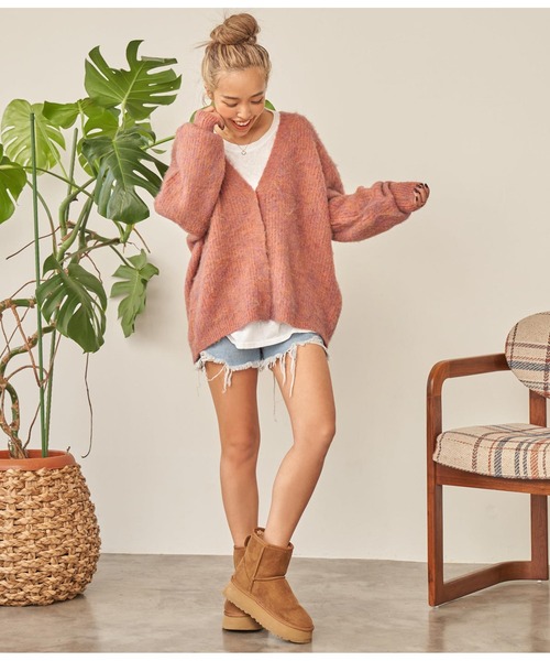 anap mimpi（アナップミンピ）の「起毛オーバーサイズMIXニットカーディガン（カーディガン/ボレロ・レディース・ブルー/ベージュ/オレンジ・FREE）」の22枚目の写真