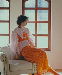 <moyan ecri>総柄プリント フレアロングスカートlucky charm print flare skirt