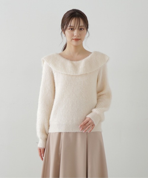 PROPORTION BODY DRESSING(プロポーションボディドレッシング)の「ラッフルバックシャンニット / 1214170100(ニット/セーター・レディース・ベージュ/ブラウン/ブルー・FREE)」の7枚目の写真