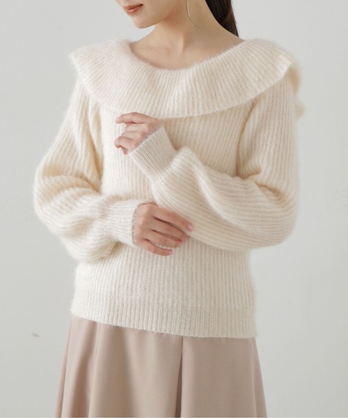 PROPORTION BODY DRESSING(プロポーションボディドレッシング)の「ラッフルバックシャンニット / 1214170100(ニット/セーター・レディース・ベージュ/ブラウン/ブルー・FREE)」の10枚目の写真