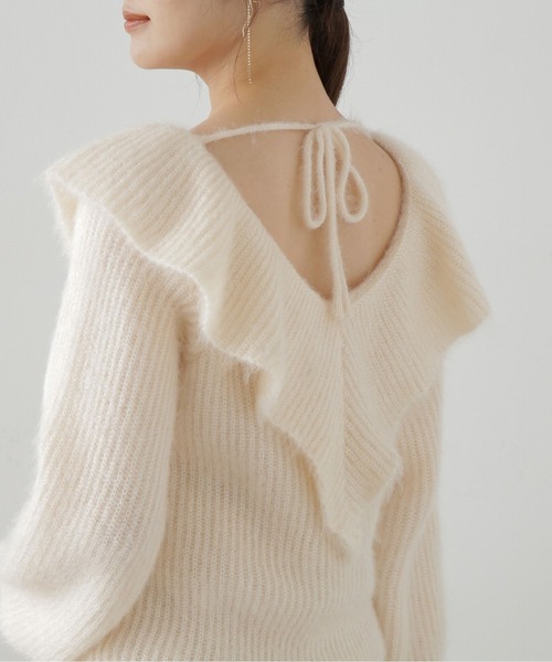 PROPORTION BODY DRESSING(プロポーションボディドレッシング)の「ラッフルバックシャンニット / 1214170100(ニット/セーター・レディース・ベージュ/ブラウン/ブルー・FREE)」の11枚目の写真