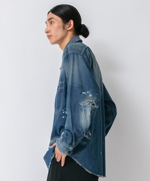Johnbull(ジョンブル)の「8オンスデニムハードワーカーシャツ(シャツ/ブラウス・メンズ・インディゴブルー・SMALL/MEDIUM/LARGE)」の3枚目の写真