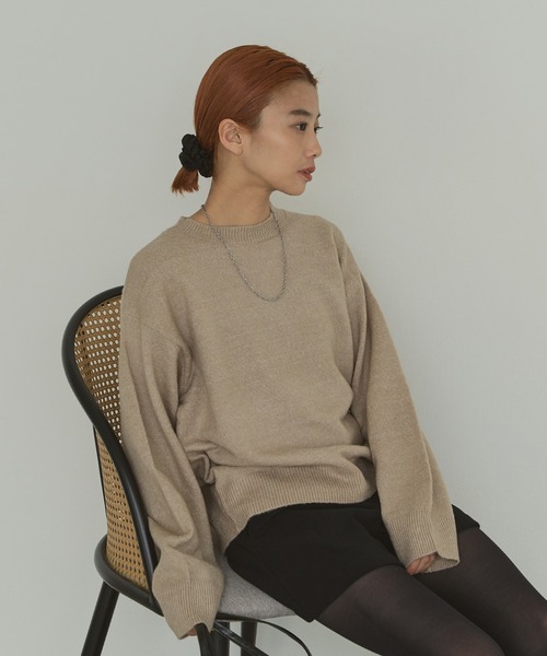 LIENCOEUR（リアンクール）の「ルーズニットプルオーバー（ニット/セーター・レディース・ブラック/ピンク/ブルー/オフホワイト/モカ/グリーン/ベージュ/ブラウン・FREE）」の5枚目の写真