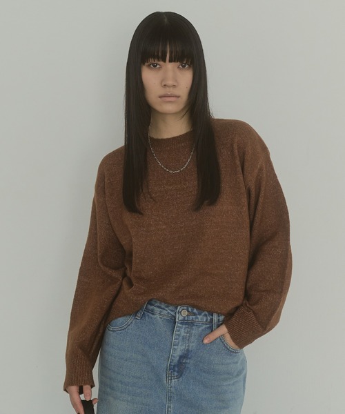 LIENCOEUR（リアンクール）の「ルーズニットプルオーバー（ニット/セーター・レディース・ブラック/ピンク/ブルー/オフホワイト/モカ/グリーン/ベージュ/ブラウン・FREE）」の3枚目の写真