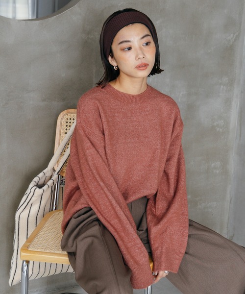 LIENCOEUR（リアンクール）の「ルーズニットプルオーバー（ニット/セーター・レディース・ブラック/ピンク/ブルー/オフホワイト/モカ/グリーン/ベージュ/ブラウン・FREE）」の8枚目の写真