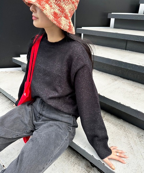 LIENCOEUR（リアンクール）の「ルーズニットプルオーバー（ニット/セーター・レディース・ブラック/ピンク/ブルー/オフホワイト/モカ/グリーン/ベージュ/ブラウン・FREE）」の9枚目の写真