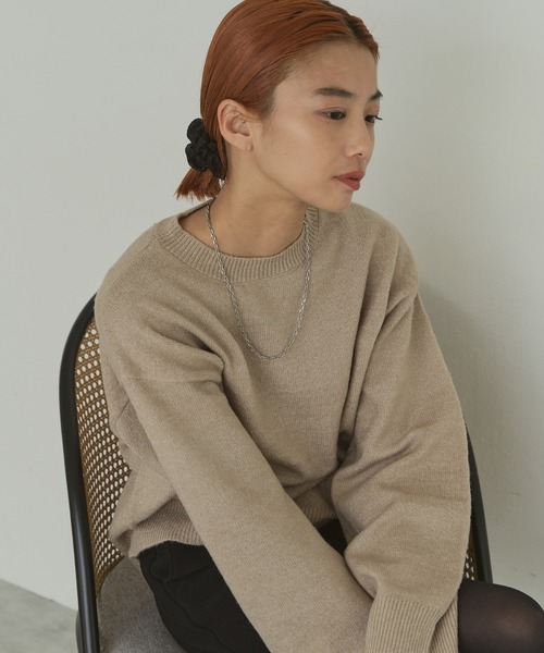 LIENCOEUR（リアンクール）の「ルーズニットプルオーバー（ニット/セーター・レディース・ブラック/ピンク/ブルー/オフホワイト/モカ/グリーン/ベージュ/ブラウン・FREE）」の12枚目の写真