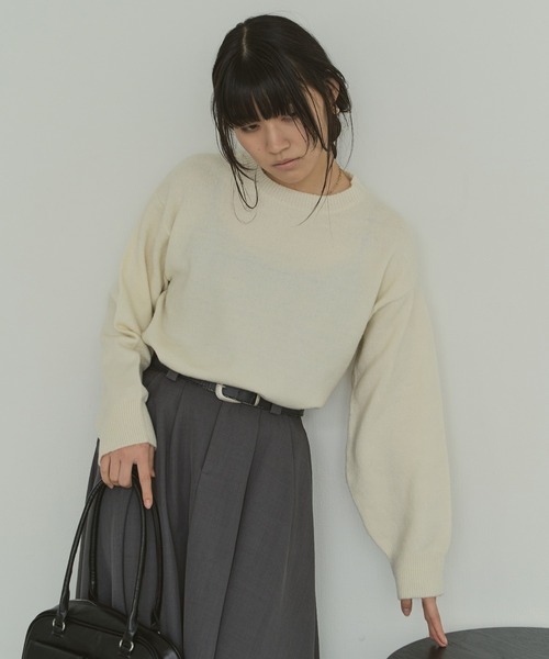 LIENCOEUR（リアンクール）の「ルーズニットプルオーバー（ニット/セーター・レディース・ブラック/ピンク/ブルー/オフホワイト/モカ/グリーン/ベージュ/ブラウン・FREE）」の11枚目の写真