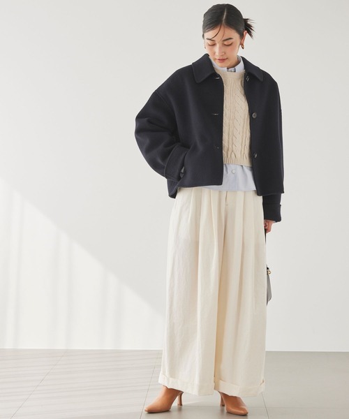 BABYLONE（バビロン）の「ショートリバーコート（ステンカラーコート・レディース・ネイビー/ブラウン系その他・フリー）」の12枚目の写真