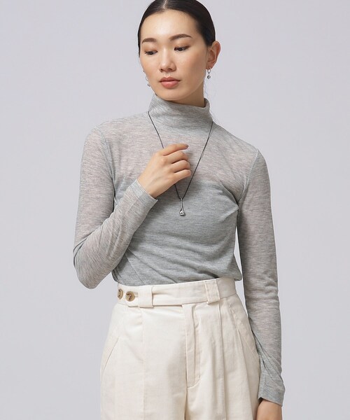 GALLEST（ギャレスト）の「ハイネックリブTシャツ（Tシャツ/カットソー・レディース・グレー系4/ブラック/アイボリー/ピンク系・38）」の4枚目の写真