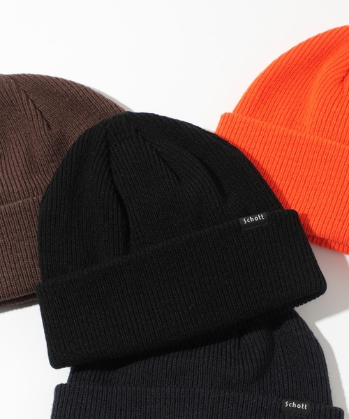 schott（ショット）の「【SCHOTT】ベーシックニットワッチ SC036（ニットキャップ/ビーニー・メンズ・ブラック/ブラウン/ネイビー/オレンジ・FREE）」の3枚目の写真