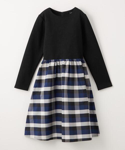 green label relaxing(グリーンレーベルリラクシング)の「TJ ポンチ×チェックタフタ 襟付きワンピース 140cm-160cm(ワンピース・キッズ・ネイビー/ブラック・140cm/160cm/150cm)」の4枚目の写真