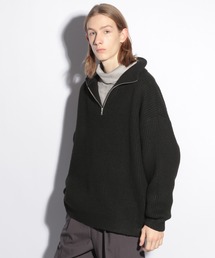 HARE | シルキータッチアゼニットハーフZIP(HARE)(ニット/セーター)