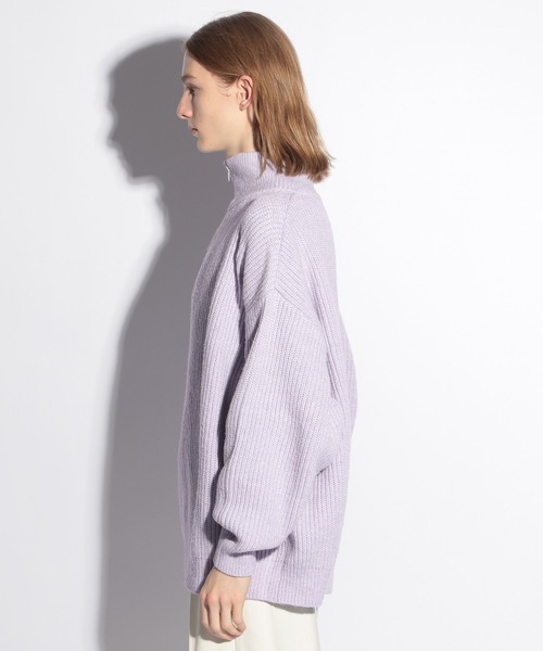 HARE（ハレ）の「シルキータッチアゼニットハーフZIP(HARE)（ニット/セーター・メンズ・パープル/ブラック/グレー・FREE）」の11枚目の写真