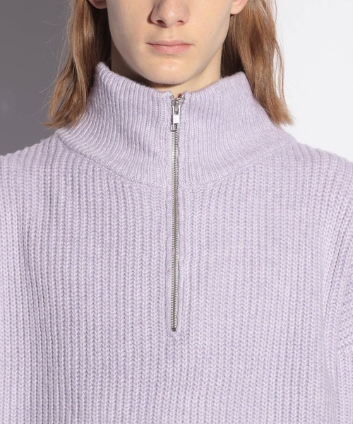 HARE（ハレ）の「シルキータッチアゼニットハーフZIP(HARE)（ニット/セーター・メンズ・パープル/ブラック/グレー・FREE）」の14枚目の写真