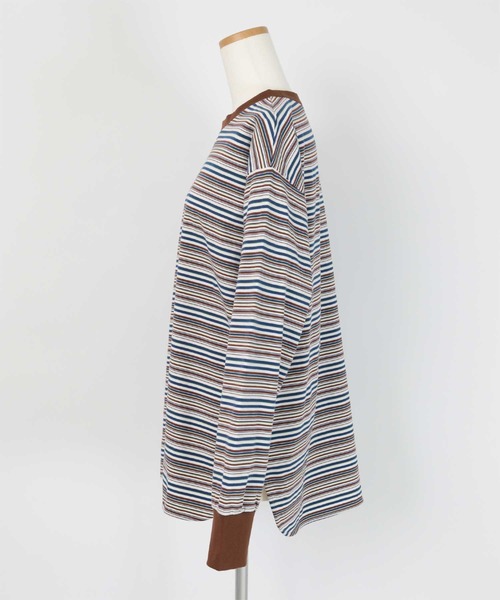 ボーダーロングTシャツ CREW NECK DRAW CORD BORDER LONG TEE / クルーネックドロー