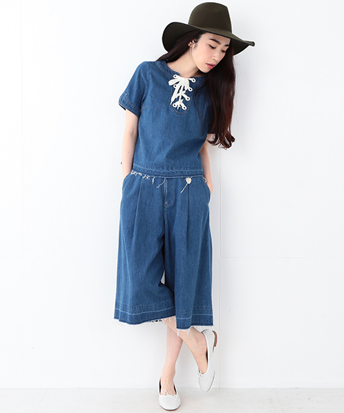 Ray BEAMS(レイビームス)の「●MUVEIL WORK×Ray BEAMS / 別注 デニム ガウチョパンツ(デニムパンツ・レディース・ブルー・38/36)」の11枚目の写真