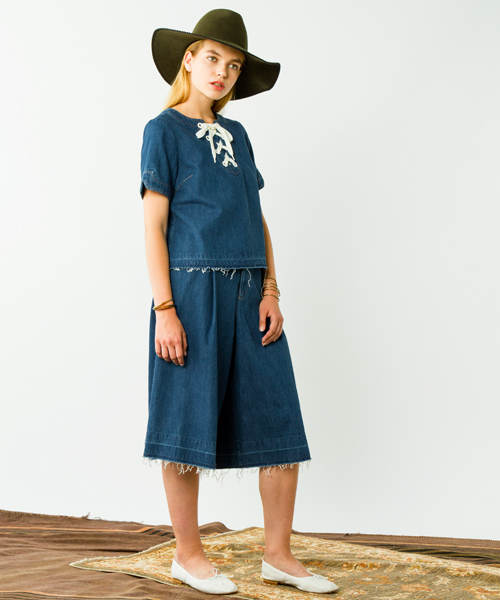 Ray BEAMS(レイビームス)の「●MUVEIL WORK×Ray BEAMS / 別注 デニム ガウチョパンツ(デニムパンツ・レディース・ブルー・38/36)」の17枚目の写真