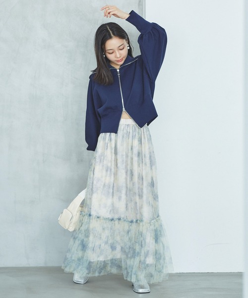 VIS（ビス）の「ニュアンス柄チュールスカート（スカート・レディース・イエロー系その他/キナリ/チャコールグレー・FREE）」の6枚目の写真