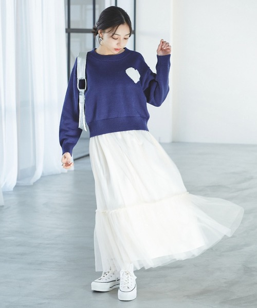 VIS（ビス）の「ニュアンス柄チュールスカート（スカート・レディース・イエロー系その他/キナリ/チャコールグレー・FREE）」の10枚目の写真