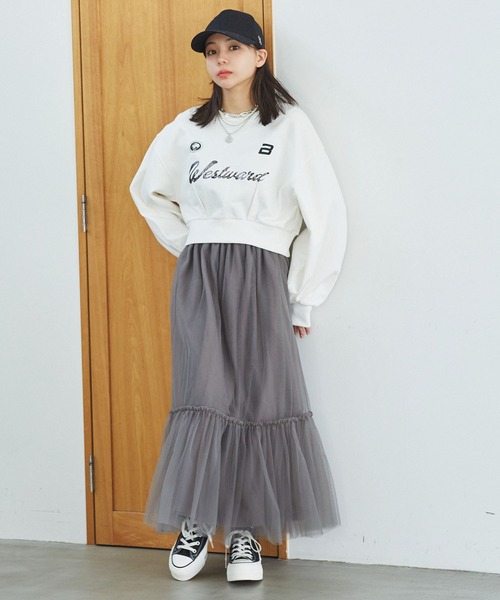 VIS（ビス）の「ニュアンス柄チュールスカート（スカート・レディース・イエロー系その他/キナリ/チャコールグレー・FREE）」の18枚目の写真