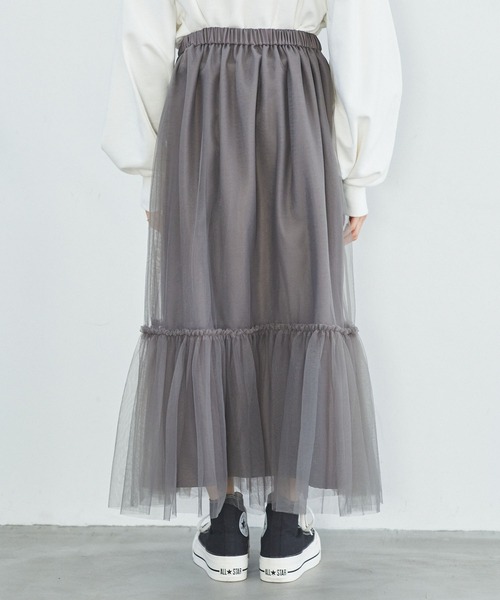 VIS（ビス）の「ニュアンス柄チュールスカート（スカート・レディース・イエロー系その他/キナリ/チャコールグレー・FREE）」の22枚目の写真