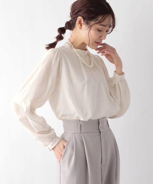 GLOBAL WORK（グローバルワーク）の「2WAYスタンドネックブラウス/MATINEE LINE/994004（シャツ/ブラウス・レディース・ライトベージュ/オフホワイト/ブラック・LARGE/MEDIUM）」の7枚目の写真