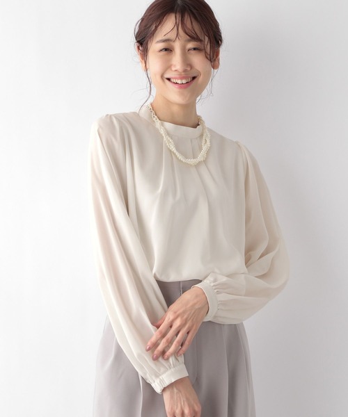 GLOBAL WORK（グローバルワーク）の「2WAYスタンドネックブラウス/MATINEE LINE/994004（シャツ/ブラウス・レディース・ライトベージュ/オフホワイト/ブラック・LARGE/MEDIUM）」の20枚目の写真