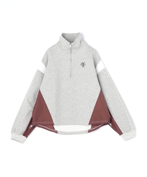 NICOLE CLUB(ニコル クラブ)の「異素材配色ハーフZIPプルオーバー/ポンチ(Tシャツ/カットソー・レディース・ブラック/オフホワイト/トップグレー・FREE)」の4枚目の写真