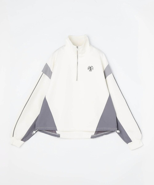 NICOLE CLUB(ニコル クラブ)の「異素材配色ハーフZIPプルオーバー/ポンチ(Tシャツ/カットソー・レディース・ブラック/オフホワイト/トップグレー・FREE)」の5枚目の写真