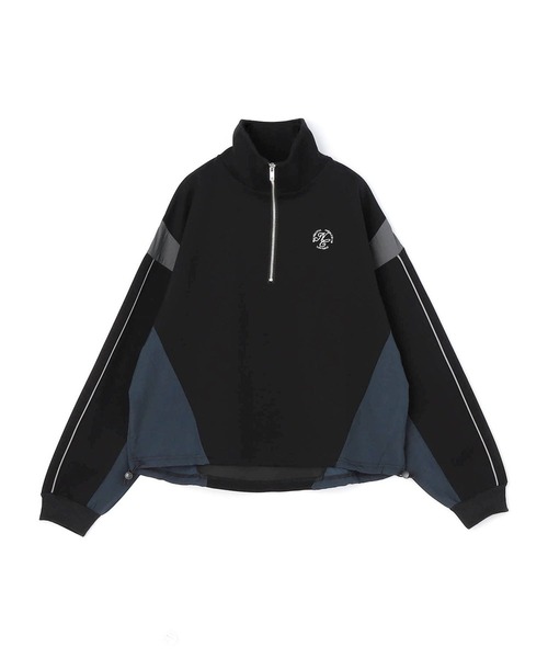 NICOLE CLUB(ニコル クラブ)の「異素材配色ハーフZIPプルオーバー/ポンチ(Tシャツ/カットソー・レディース・ブラック/オフホワイト/トップグレー・FREE)」の6枚目の写真