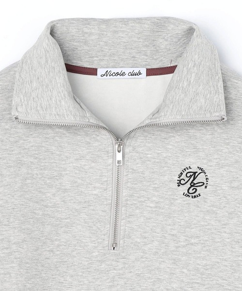 NICOLE CLUB(ニコル クラブ)の「異素材配色ハーフZIPプルオーバー/ポンチ(Tシャツ/カットソー・レディース・ブラック/オフホワイト/トップグレー・FREE)」の9枚目の写真