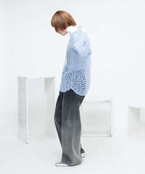 KBF（ケイビーエフ）の「スラブメッシュニットプルオーバー（ニット/セーター・レディース・ネイビー/アイボリー/ライトブルー・ONE）」の18枚目の写真