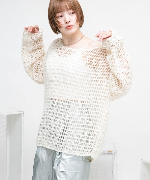 KBF（ケイビーエフ）の「スラブメッシュニットプルオーバー（ニット