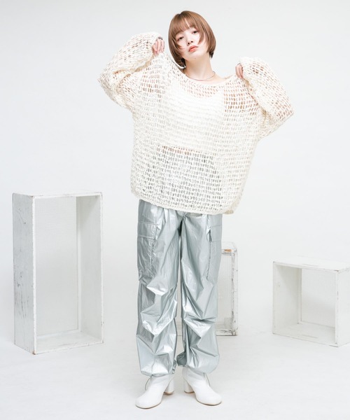 ルーズスラブメッシュニットプルオーバー サイズ3 Loose slub mesh knit pullover / ルーズスラブメッシュニット