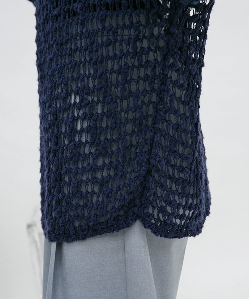 KBF（ケイビーエフ）の「スラブメッシュニットプルオーバー（ニット/セーター・レディース・ネイビー/アイボリー/ライトブルー・ONE）」の10枚目の写真