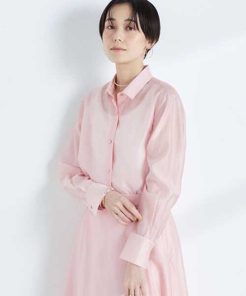 NOLLEY’S Sophi（ノーリーズソフィ）の「《セットアップ対応》シアーローン2WAYシャツ（シャツ/ブラウス・レディース・グレイッシュベージュ/ベビーピンク/ライトグリーン/オフホワイト・38/36）」の21枚目の写真